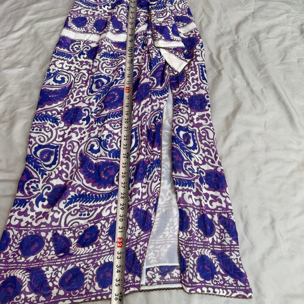 Zara Purple Blue Paisley Wrap Sarong Swimsuit Cover Up Skirt S - Picture 8 of 14